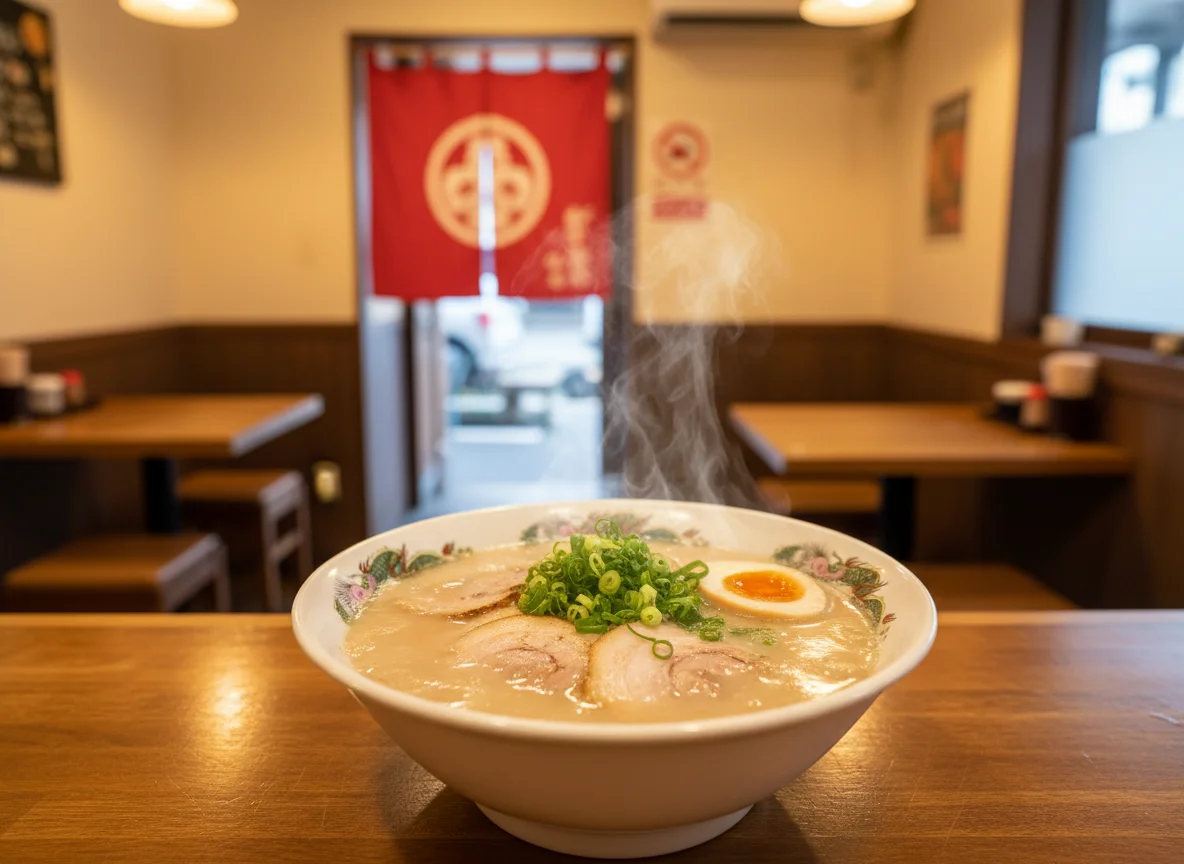醤油色の澄んだスープに麺とねぎを盛り付けたラーメン