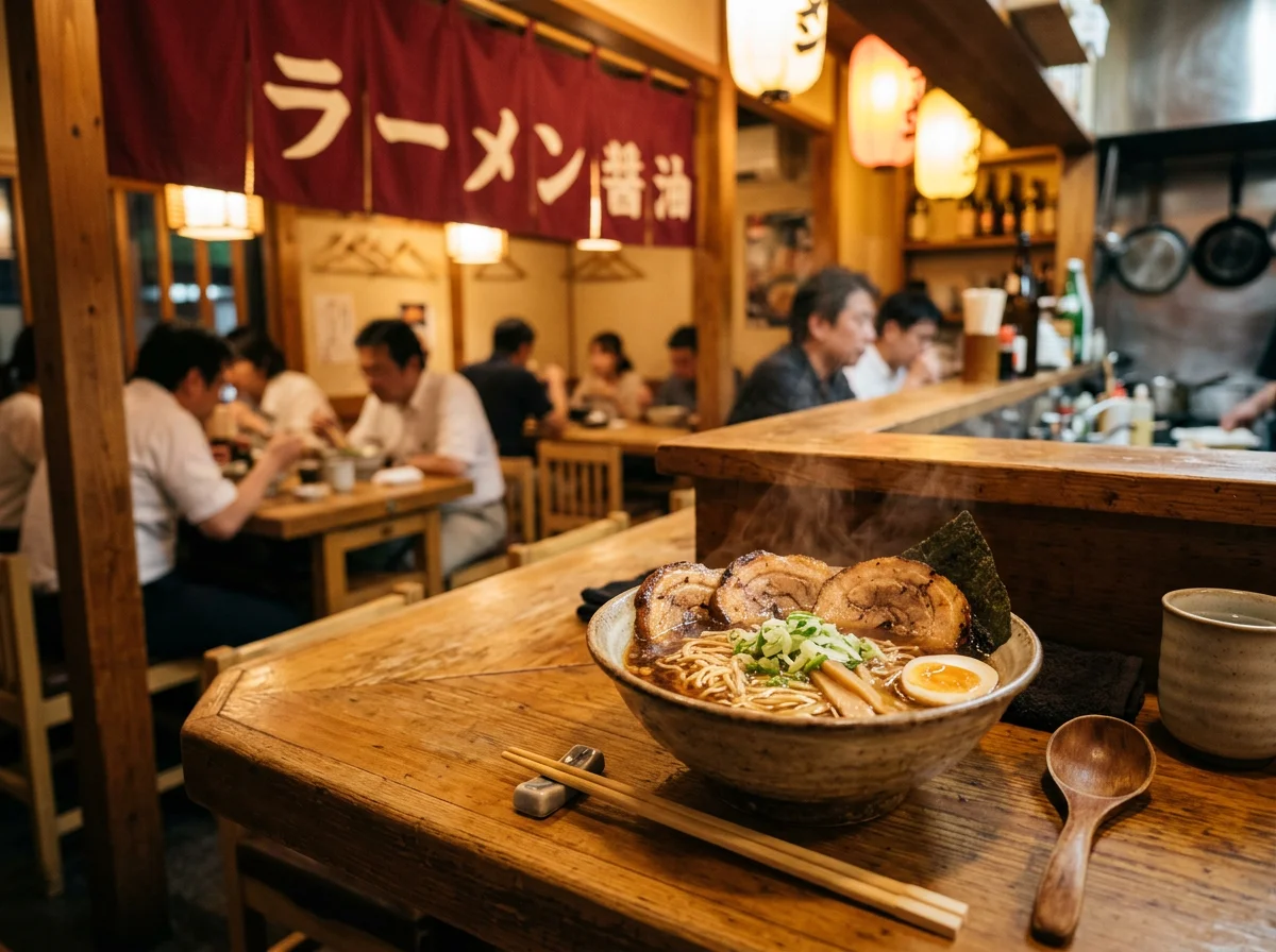 小皿に盛り付けたねぎ、海苔、煮玉子などの追加具材