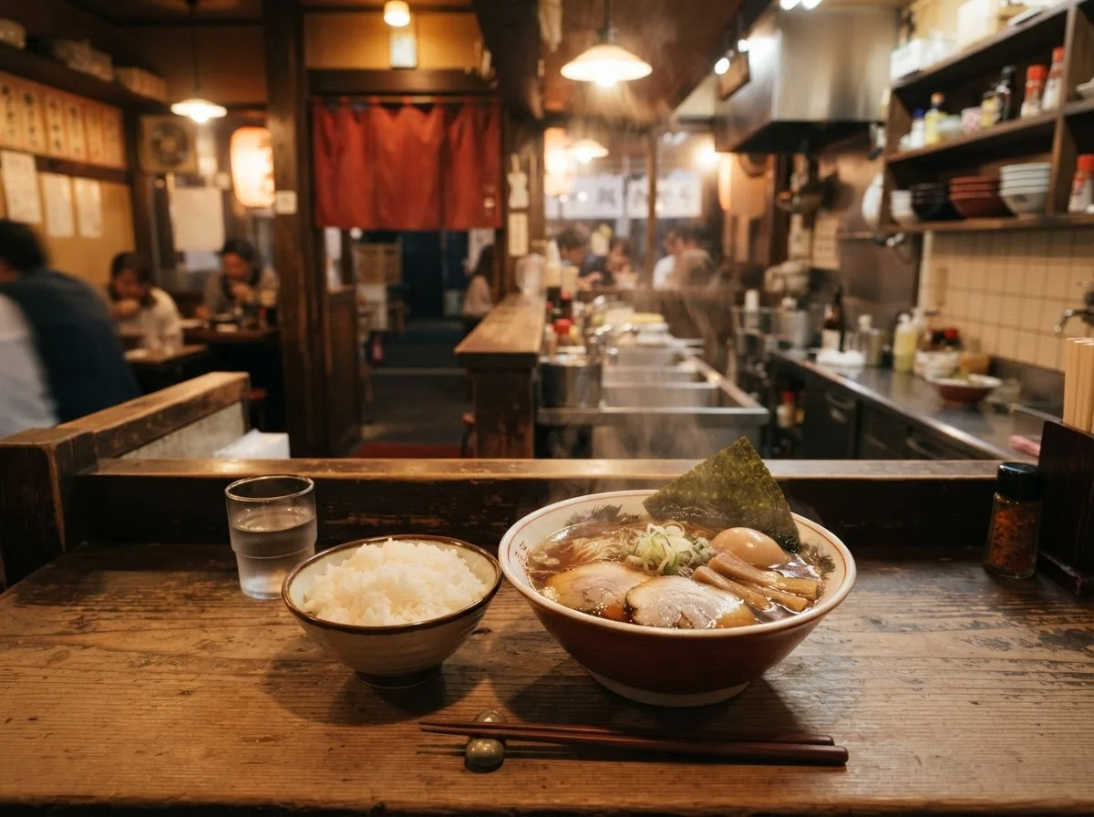 白いごはんと小さな副菜を並べた食事のセット
